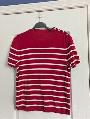Talbots Bright Red Ribbed Crewneck Sweater